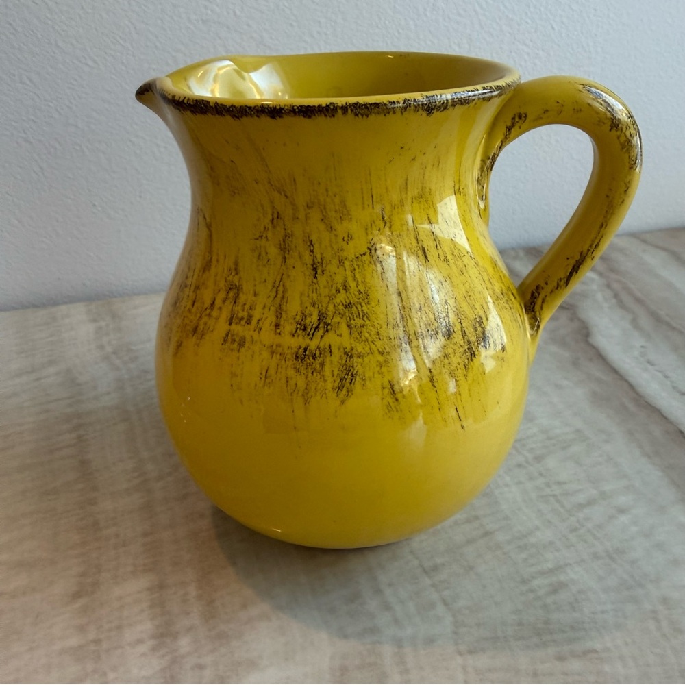 Italian Made Vintage Yellow Ceramic Pitcher